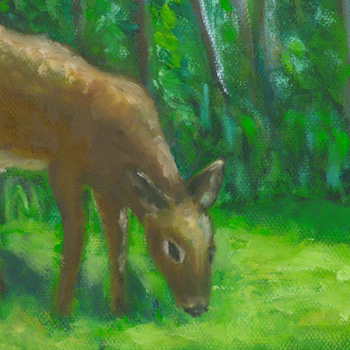 Deer picnic painting