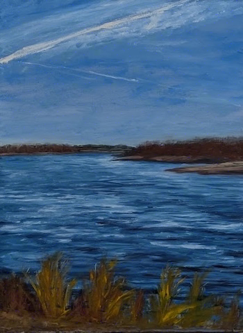 Red and Blue Missouri River painting